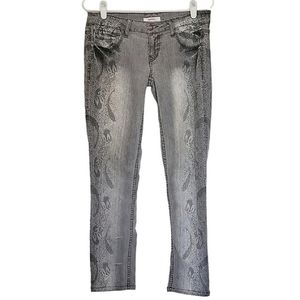 7204-16 * Bongo Jeans Gray Snakeskin Print Size 3